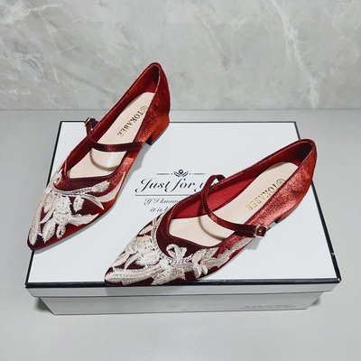 玛丽珍尖头粗跟单鞋旗袍高跟鞋