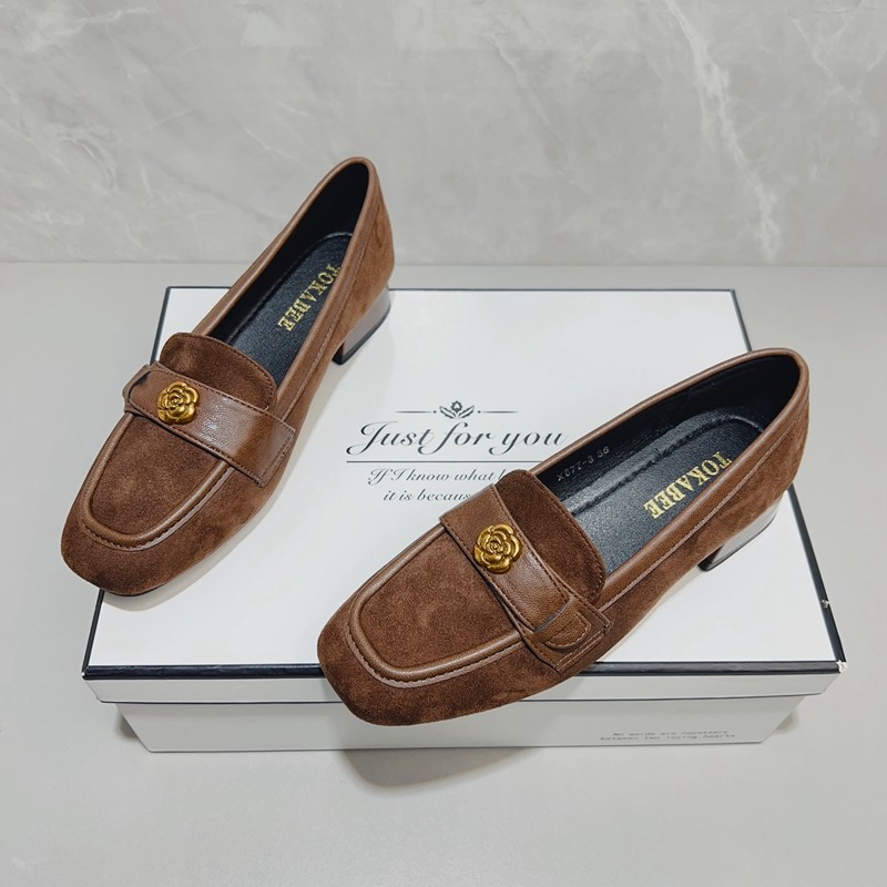 复古方头粗跟单鞋女2025春秋新款通勤百搭一脚蹬小皮鞋乐福豆豆鞋,女鞋,乐福鞋（豆豆鞋）,淘宝优惠券,粉丝福利购,淘宝优惠卷