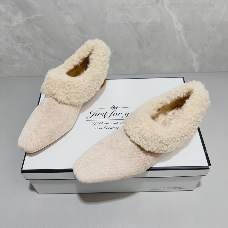 短靴女粗跟法式复古方头软底加绒毛毛鞋包头穆勒鞋外穿气质豆豆鞋,女鞋,乐福鞋（豆豆鞋）,淘宝优惠券,粉丝福利购,淘宝优惠卷