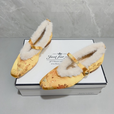 国风新中式兔毛毛鞋女冬外穿