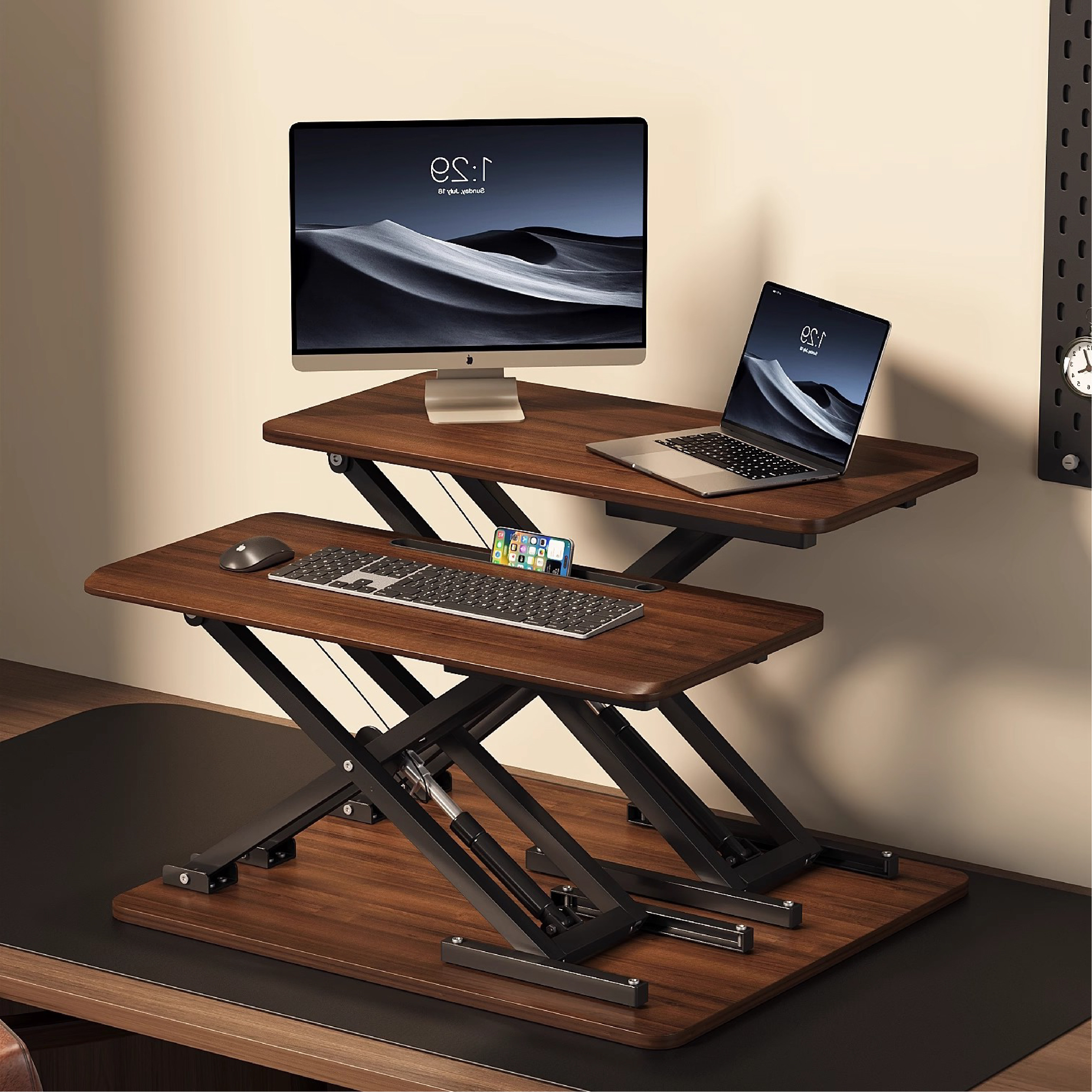 可折叠站立式工作台电脑升降桌办公增高支架电脑显示器支架桌面可调节台式电脑桌办公升降台电脑显示屏幕支架