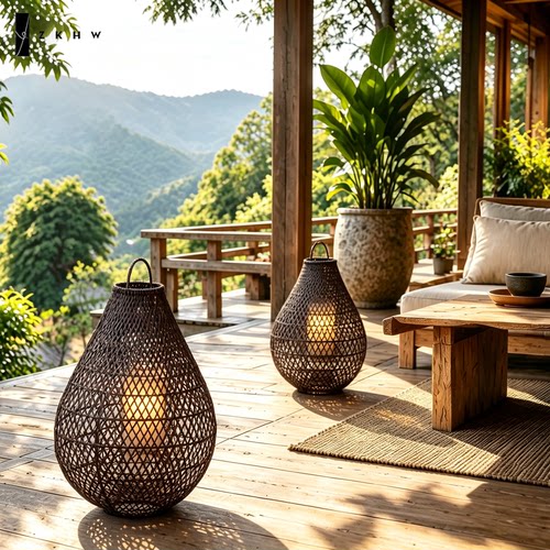 太阳能复古手工编织庭院草坪灯