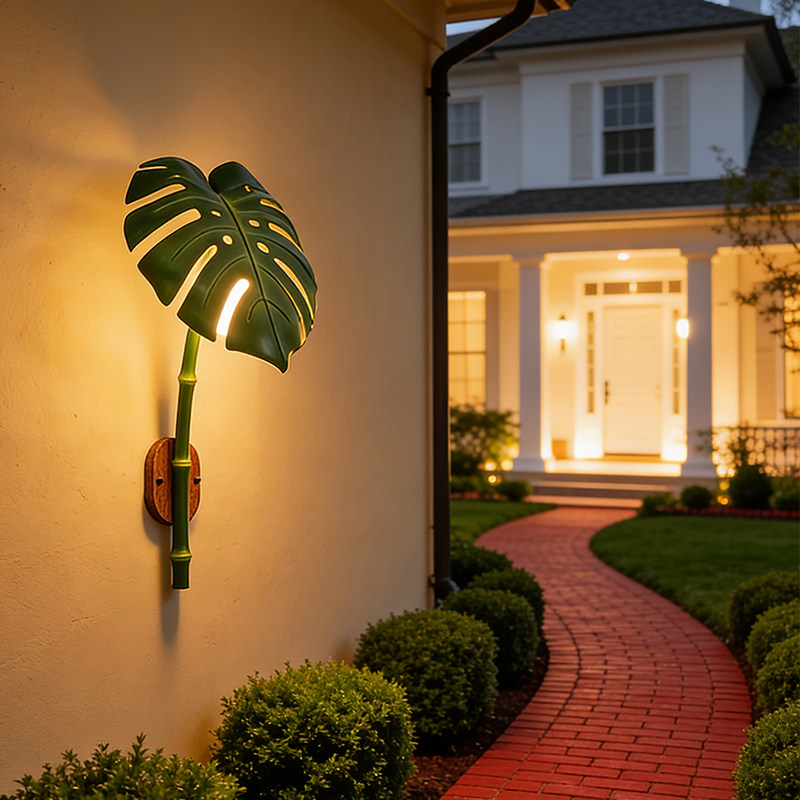 户外防水壁灯仿真龟背竹墙壁灯别墅庭院灯入户门过道花园露台灯