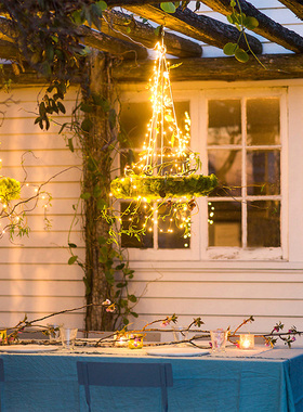 户外太阳能树藤铜线串灯庭院防水LED景观灯节日可DIY装饰灯瀑布灯