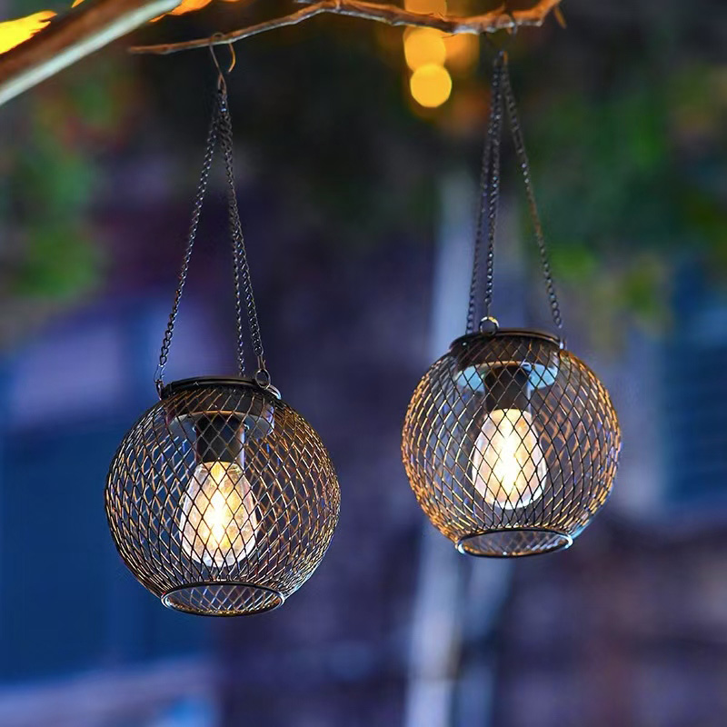 户外太阳能防水吊灯庭院手提灯花园氛围灯室外露营灯民宿酒店吊灯