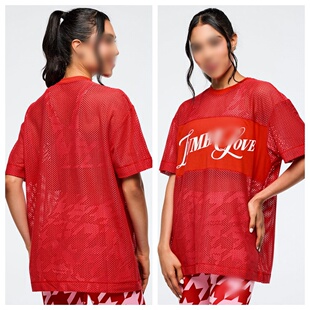ZW新款健身服瑜伽休闲舞蹈服透气短袖上衣高货圆领网眼布弹力1076