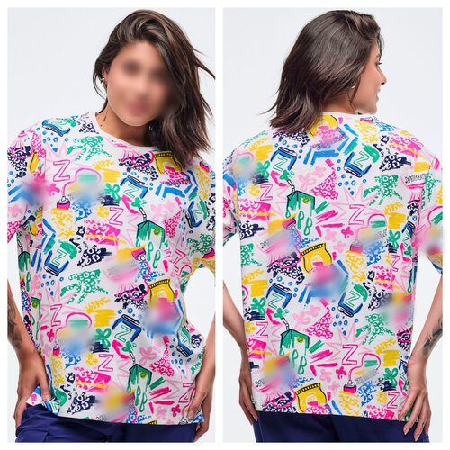 ZW现货新款健身服瑜伽服休闲服舞蹈短袖宽松弹力全印花高品质 977