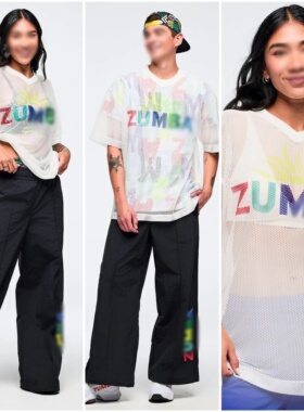 ZW现货新款健身瑜伽休闲舞蹈透气网布短袖上衣V领透气网纱布1249