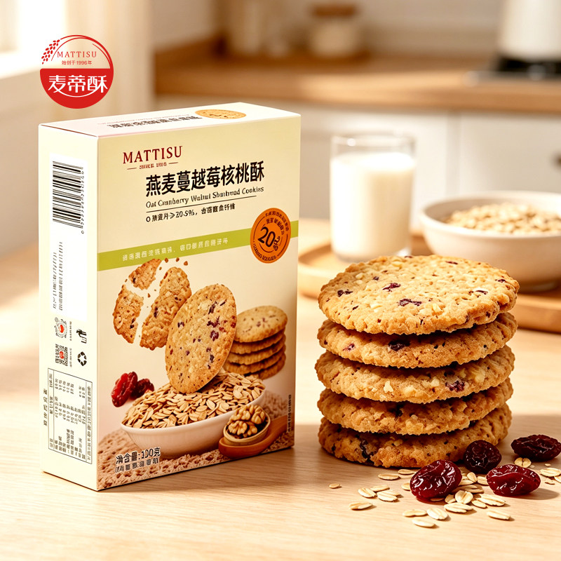 麦蒂酥新品上市燕麦蔓越莓坚果核桃酥饼干袋装独立小包休闲小零食