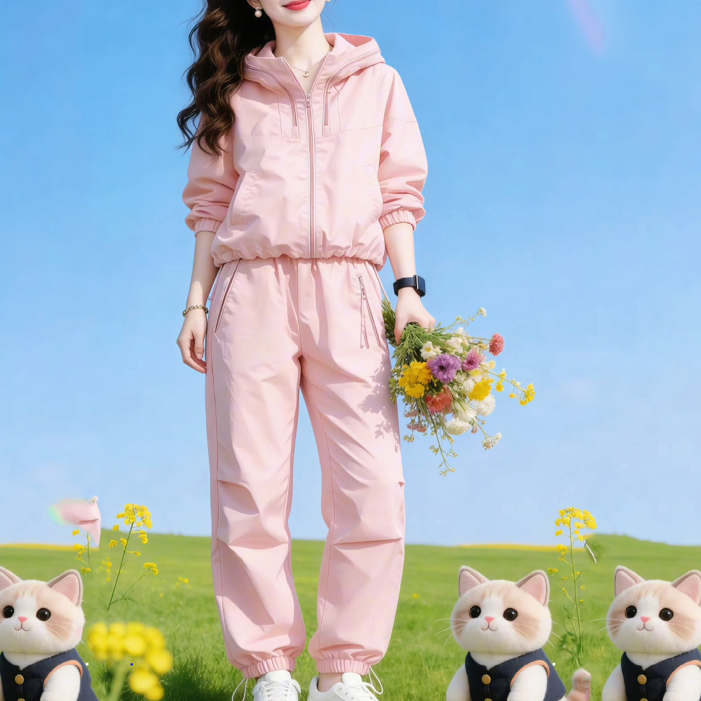春季减龄连帽卫衣两件套女