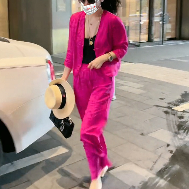御姐炸街两件套夏装直筒裤子