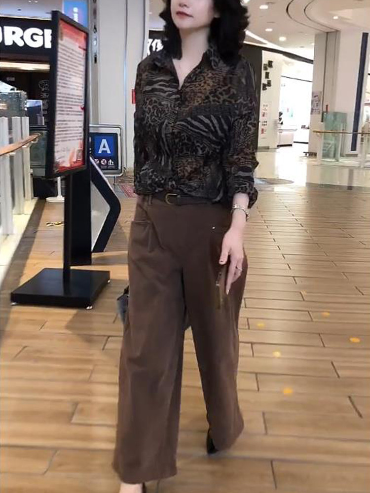 翟翟同款宽松垂感i阔腿裤女