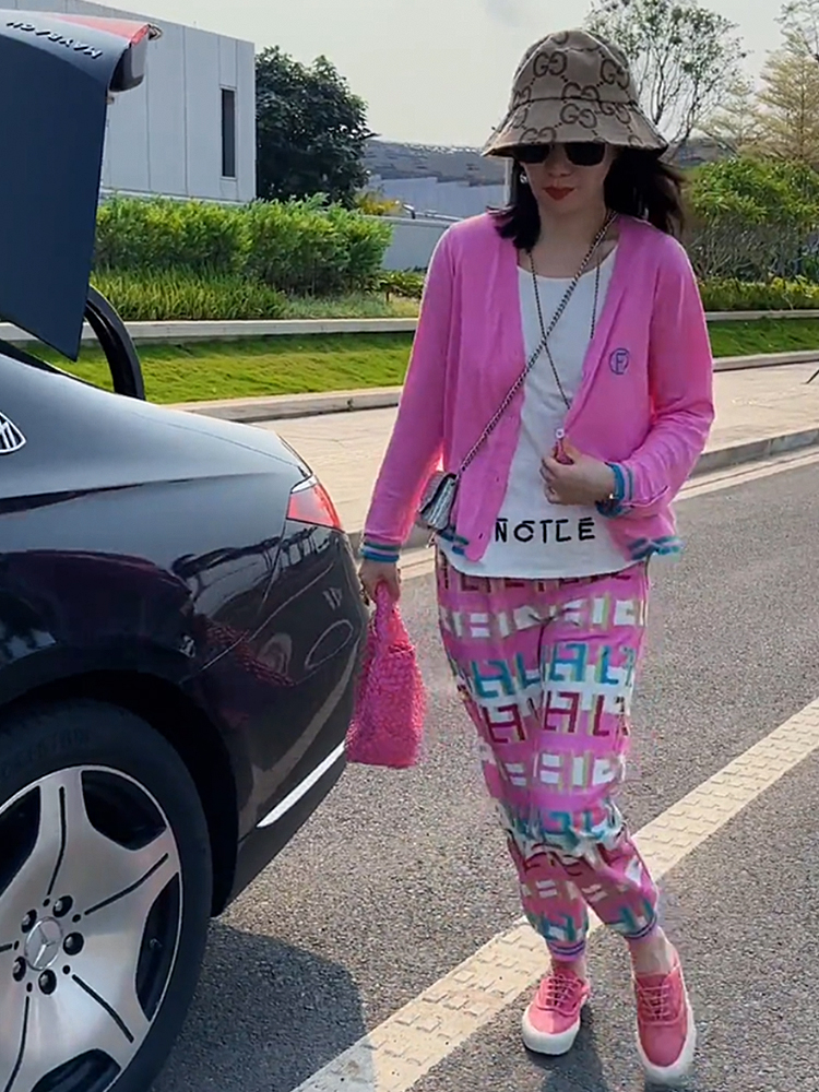 炸街针织上衣数码印花休闲裤