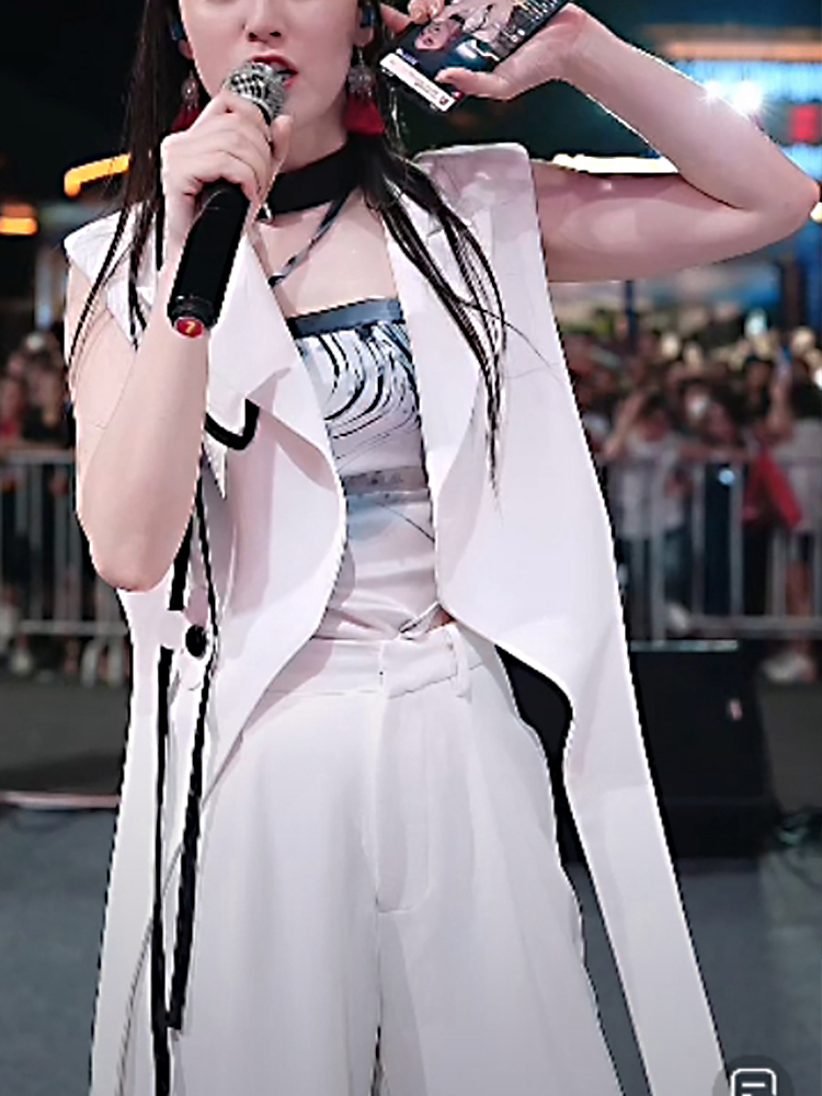 唐艺同款不规则系带休闲马甲女