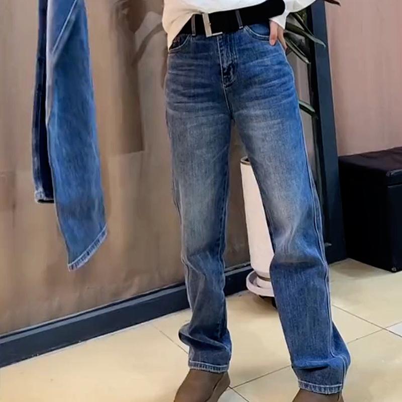 大码春季高腰显瘦窄版牛仔裤
