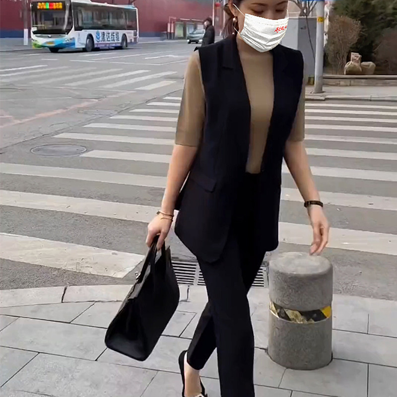 网红爆款西装马甲两件套