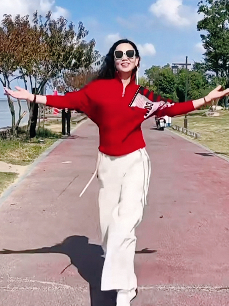 立领卫衣女显瘦气质上衣套装