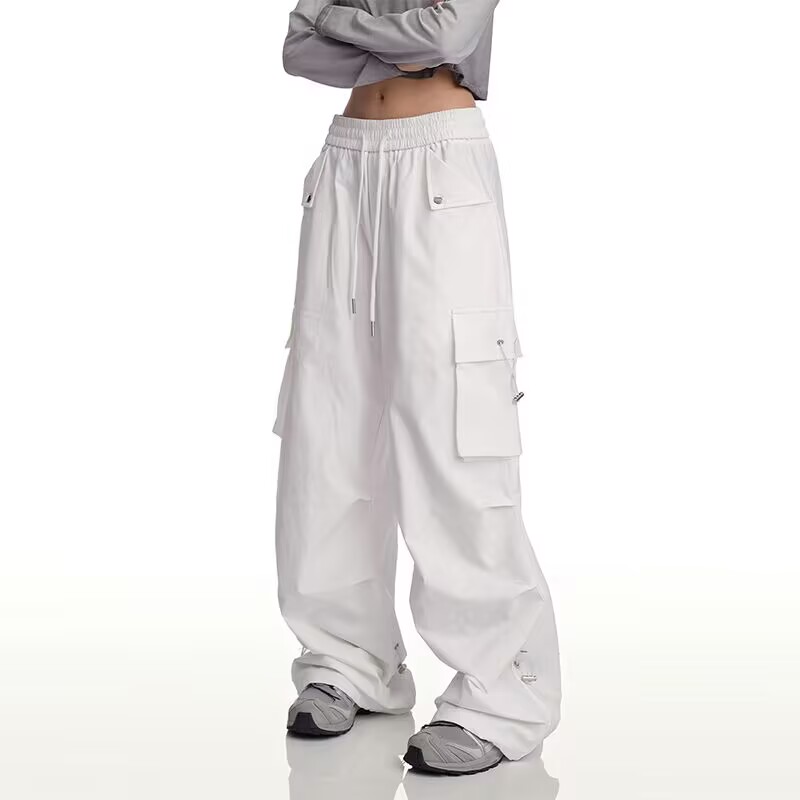 白色工装裤女美式hiphop