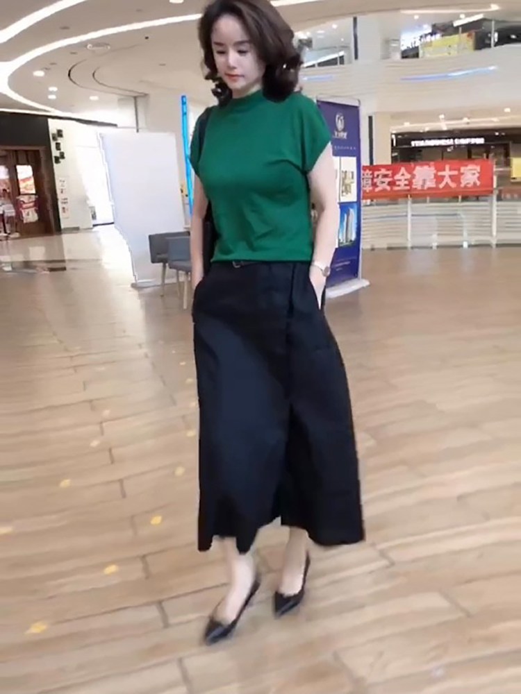 杭璐时尚黑色A字半身裙时髦套装