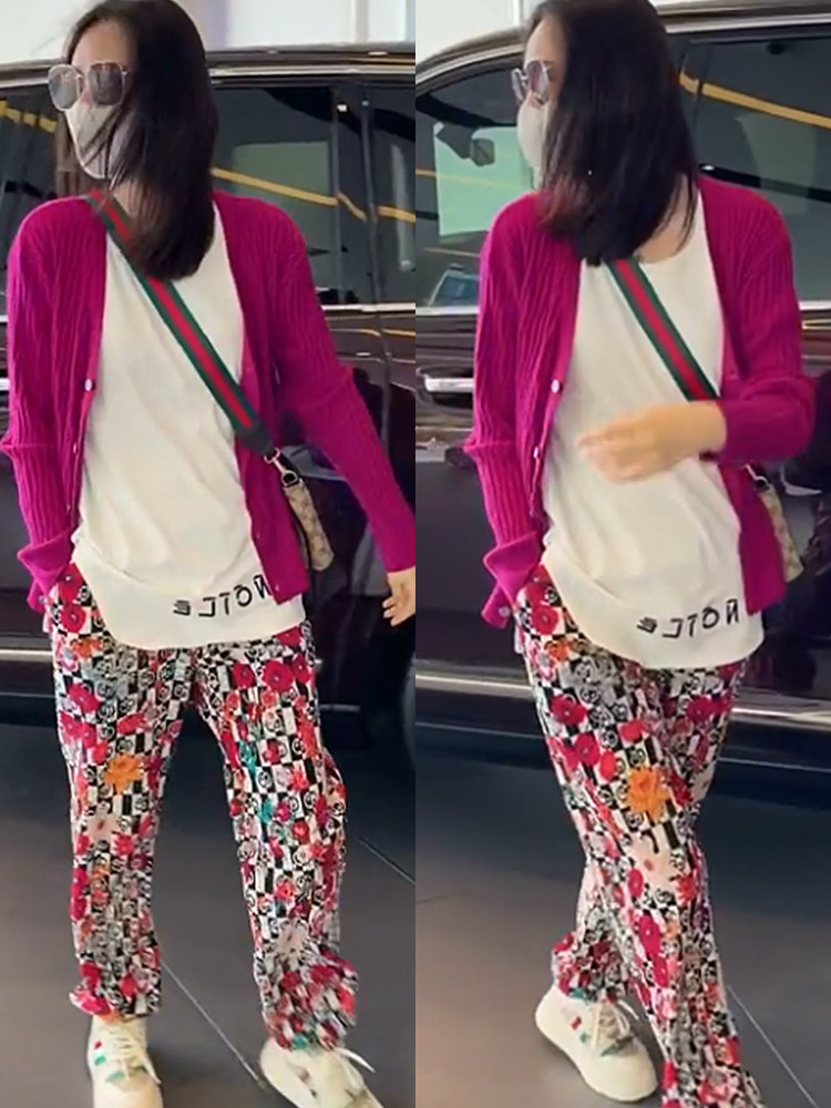 印花开衫上衣显瘦裤子两件套潮