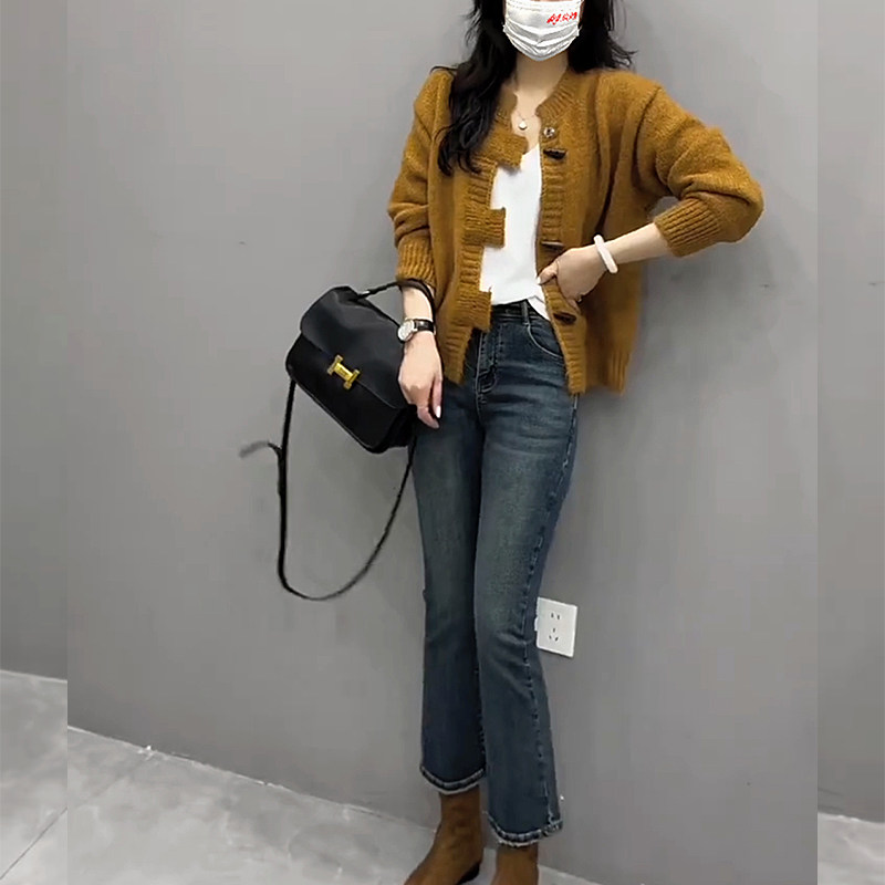 慵懒风宽松针织开衫毛衣女士套装