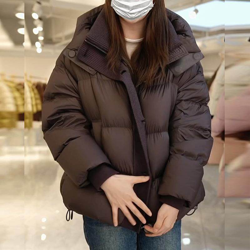 连帽短款羽绒服90白鸭绒宽松时尚