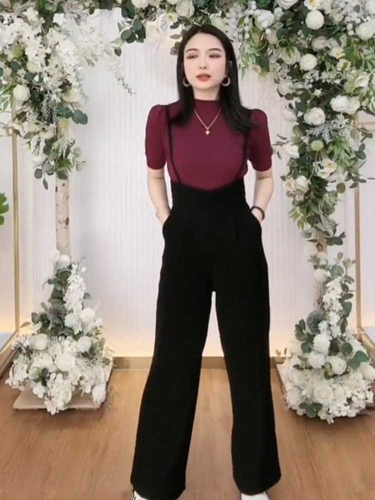 高级感白色背带裤女夏装新款