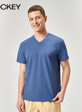 Jockey夏季垂顺爽滑莫代尔潮流短袖睡衣薄款家居服男士短袖上衣