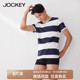 睡衣男士 条纹圆领薄款 T恤 t恤男家居服宽松纯棉汗衫 Jockey短袖