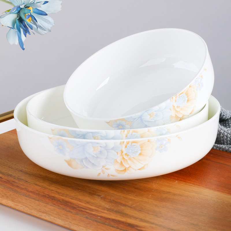 骨瓷加深窝盘菜盘深口碟子欧式陶瓷家用汤盘蒸蛋盘子圆形简约餐具,餐饮具,盘,淘宝优惠券,粉丝福利购,淘宝优惠卷