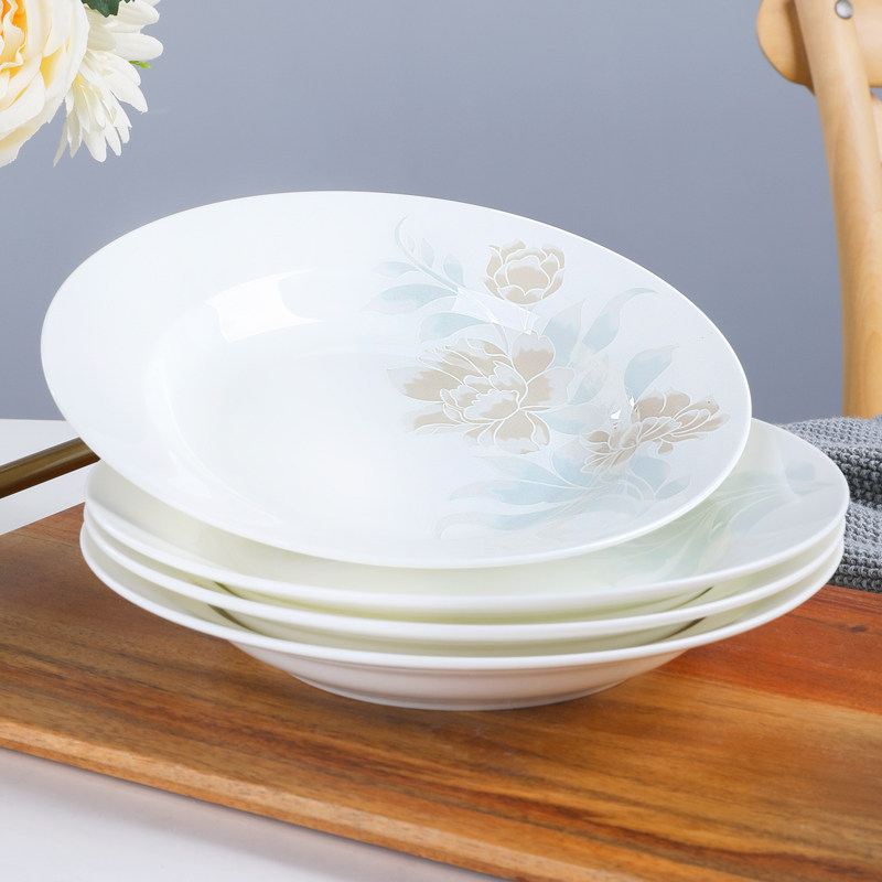 10个装家用菜盘中式汤盘骨瓷深盘子陶瓷碟子餐具微波炉圆餐盘2021,餐饮具,盘,淘宝优惠券,粉丝福利购,淘宝优惠卷