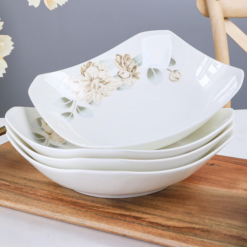 4个四方形骨瓷菜盘家用碟子北欧创意陶瓷盘子2021新款餐盘鱼盘,餐饮具,盘,淘宝优惠券,粉丝福利购,淘宝优惠卷