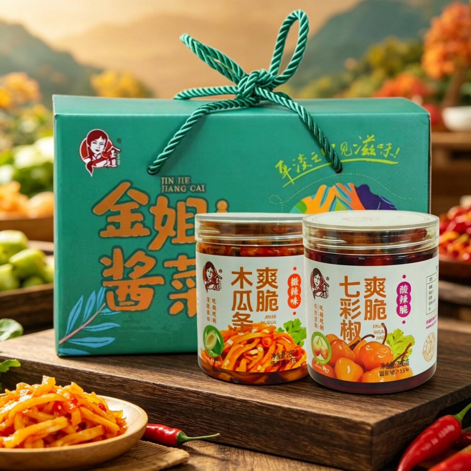 横州金姐酱菜礼盒木瓜条七彩椒