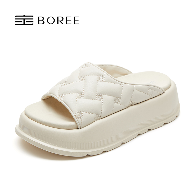 Boree/宝人拖鞋女2025夏季新款松糕厚底增高沙滩海边外穿时尚凉鞋