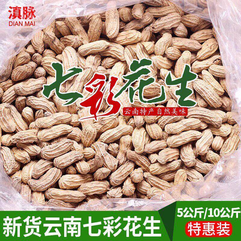 2026新云南七彩野地花生晒干带壳生熟彩色花生七彩花生米整箱