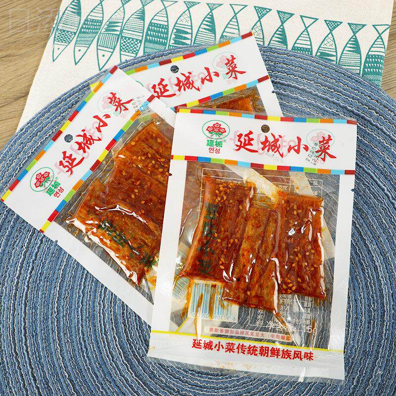 延城豆皮小菜 延边特产辣片烧烤味 儿时零食80后怀旧辣条50袋包邮