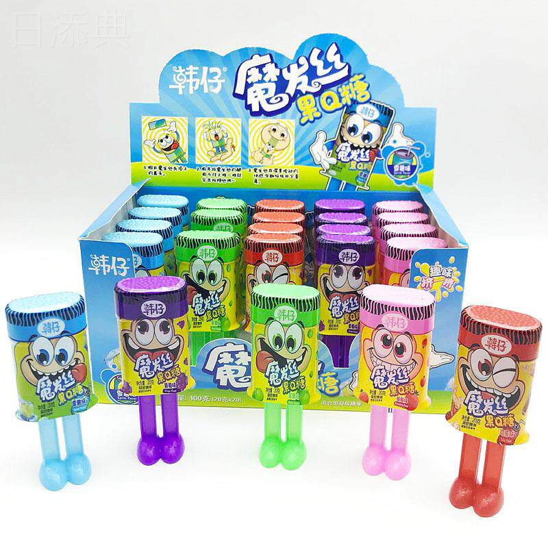 韩仔 网红好吃又好玩可爱疯狂的长头发糖魔发丝果q糖果味小孩零食
