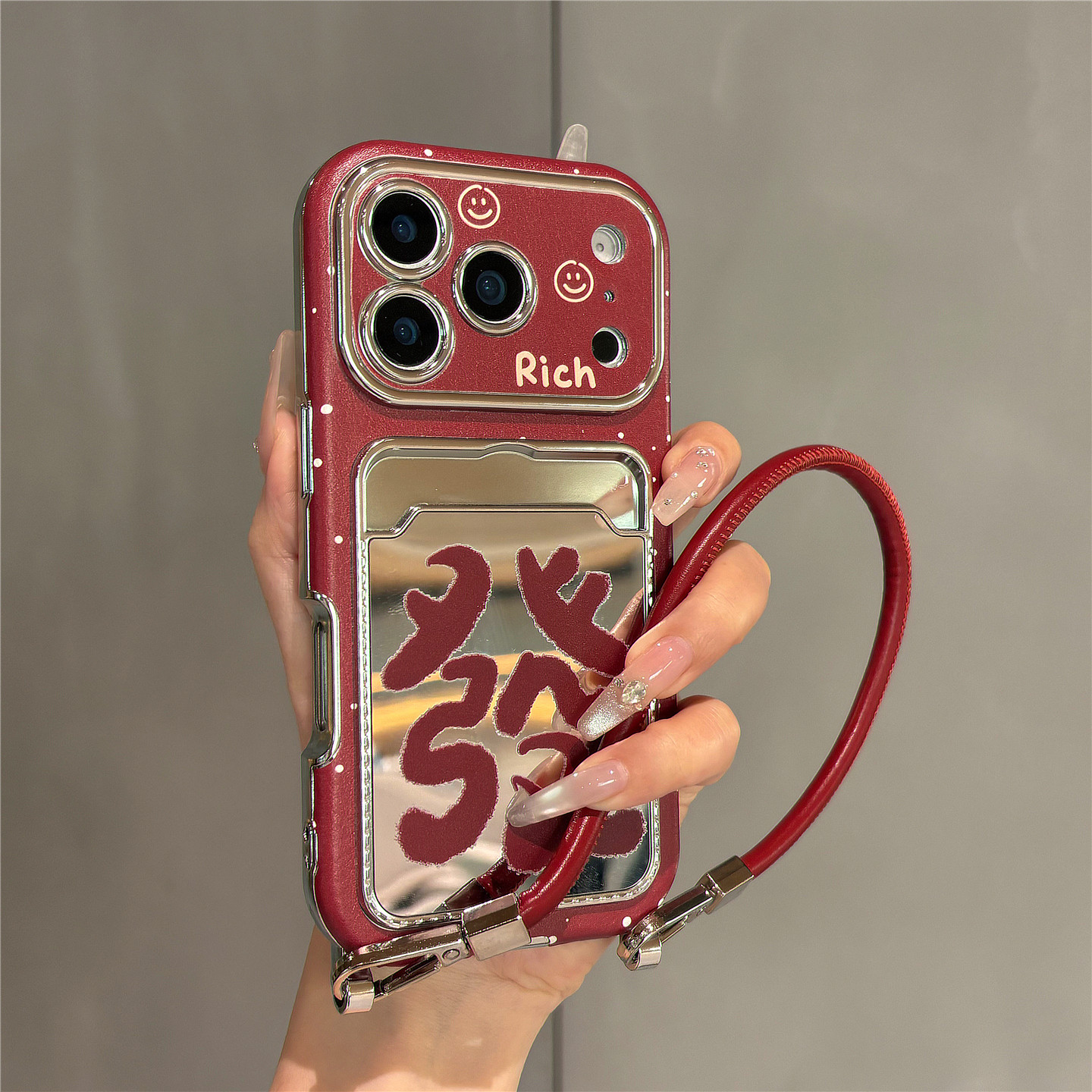 新年红色发财文字镜面卡包可插卡适用苹果17promax手机壳iphone17pro新款16pro情侣15手拎挂绳14防摔保护套13,3C数码配件,手机保护套/壳,淘宝优惠券,粉丝福利购,淘宝优惠卷