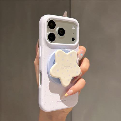 韩系ins甜美香芋紫泼墨星星磁吸支架适用苹果17promax手机壳iPhone17pro菲林软胶16pro女新款15防摔14保护套