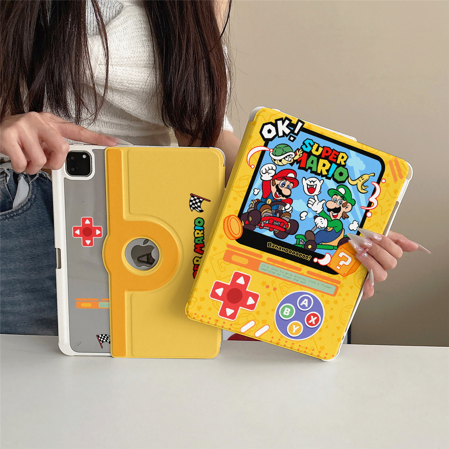 卡通马里奥游戏机360度旋转适用ipad11保护套磁吸air7/6新款ipad10笔槽11寸防摔可拆卸苹果平板保护套mini7女