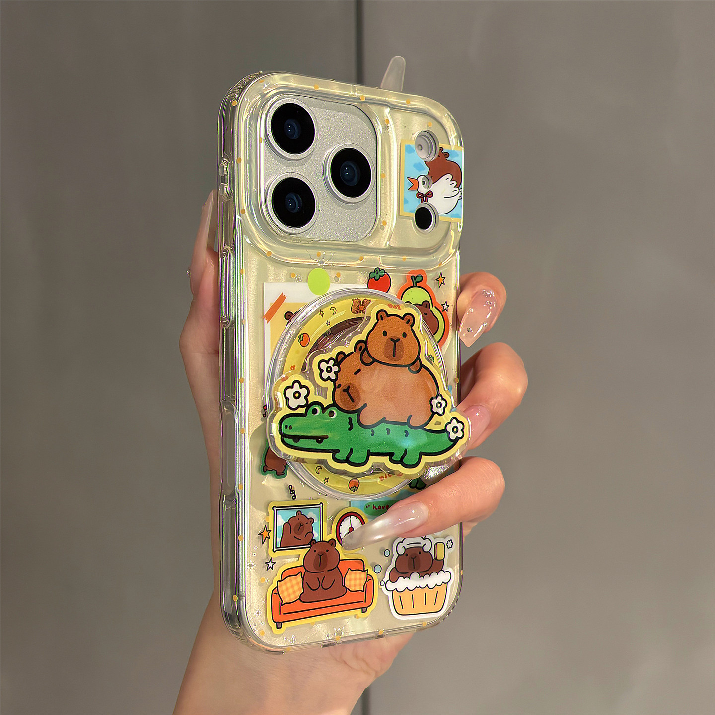 卡通可爱卡皮巴拉插画磁吸支架适用苹果17promax手机壳iPhone17pro双层壳16pro亚克力15女新款14防摔保护套男,3C数码配件,手机保护套/壳,淘宝优惠券,粉丝福利购,淘宝优惠卷