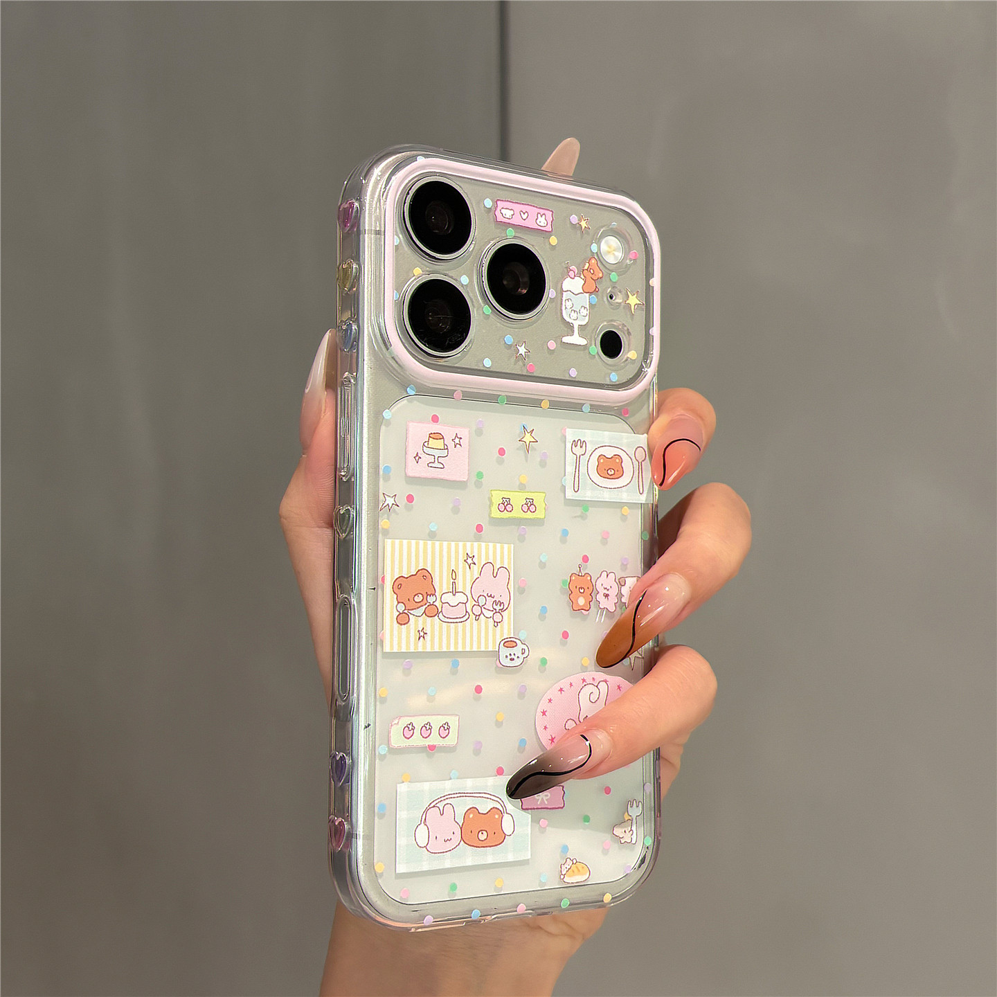 卡通甜品小熊兔子适用苹果18promax手机壳iphone17pro女新款16pro今年流行的15pro可爱不会撞壳14防摔保护套