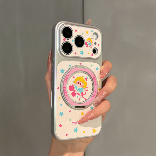 超火卡通可爱yoyo旋转360支架适用苹果18promax手机壳iphone17pro新款16pro网红15pro超好看17全包防摔保护套