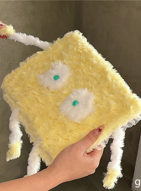 秋冬黄色毛绒表情360度旋转适用ipad11保护壳air7新款ipad10带笔槽air6防摔11寸苹果平板保护套10.9女mini7