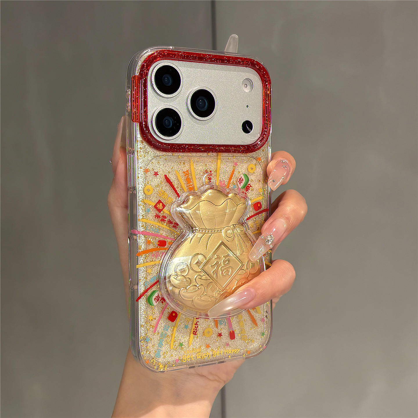 新年款新中式闪粉金箔立体福袋适用苹果17promax手机壳iPhone17pro透明壳16pro女新款15亚克力14防摔保护套13,3C数码配件,手机保护套/壳,淘宝优惠券,粉丝福利购,淘宝优惠卷