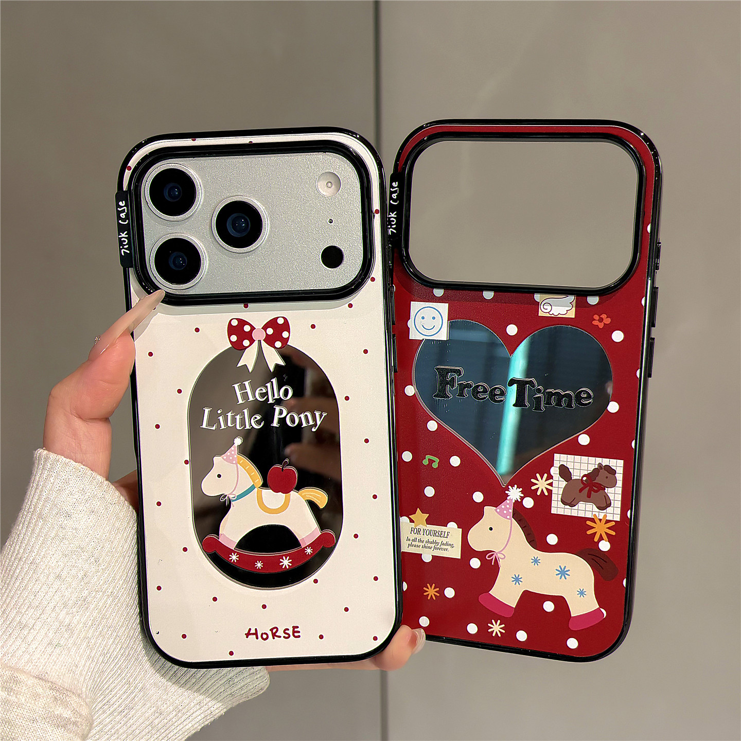 高级感黑边波点镜面小马适用苹果17promax手机壳iPhone17pro新年款16pro网红女款15全包防摔14亚克力13保护套,3C数码配件,手机保护套/壳,淘宝优惠券,粉丝福利购,淘宝优惠卷