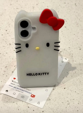 gurao 透白立体蝴蝶结Kitt猫适用苹果16promax手机壳iphone13可爱女款14卡通新款15promax硅胶壳11防摔保护套