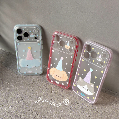 软萌ins卡通星星动物苹果18promax手机壳iphone17pro女新款16pro不会撞壳艺术15pro网红闺蜜14全包防摔保护套