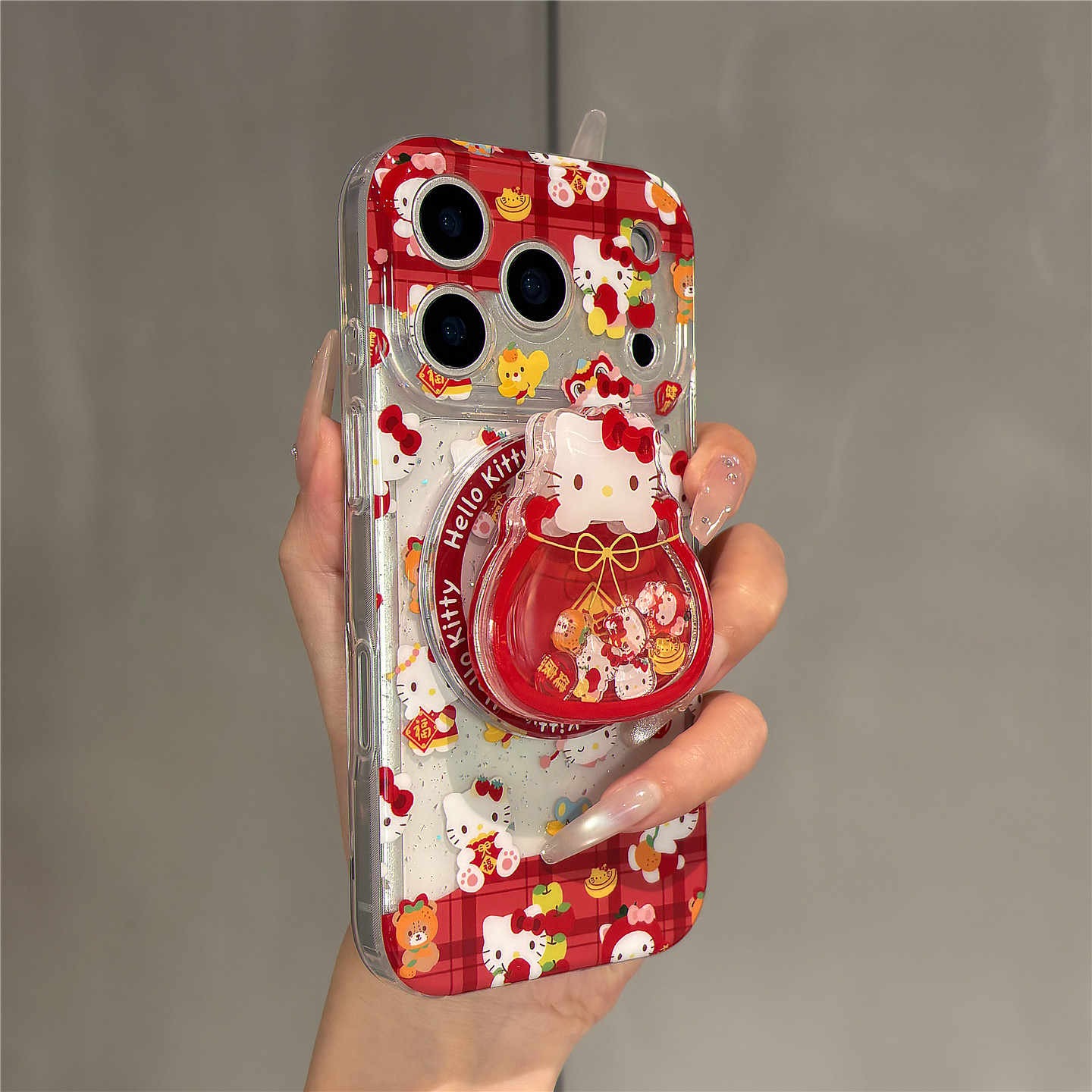 新年红卡通格纹福袋kt猫摇摇乐磁吸支架适用苹果17promax手机壳iPhone17pro双层壳16pro女新款15防摔14保护套,3C数码配件,手机保护套/壳,淘宝优惠券,粉丝福利购,淘宝优惠卷