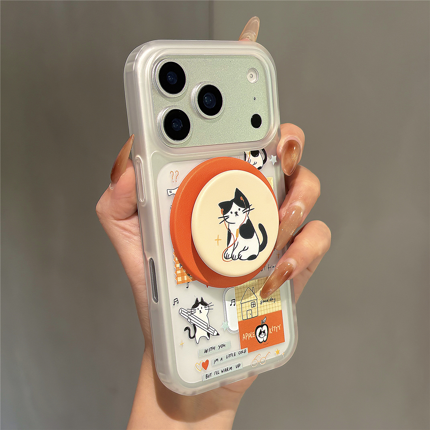 卡通可爱铅笔便签小猫磁吸支架适用苹果17promax手机壳iphone16女新款15磨砂肤感17pro防摔16pro保护套14网红